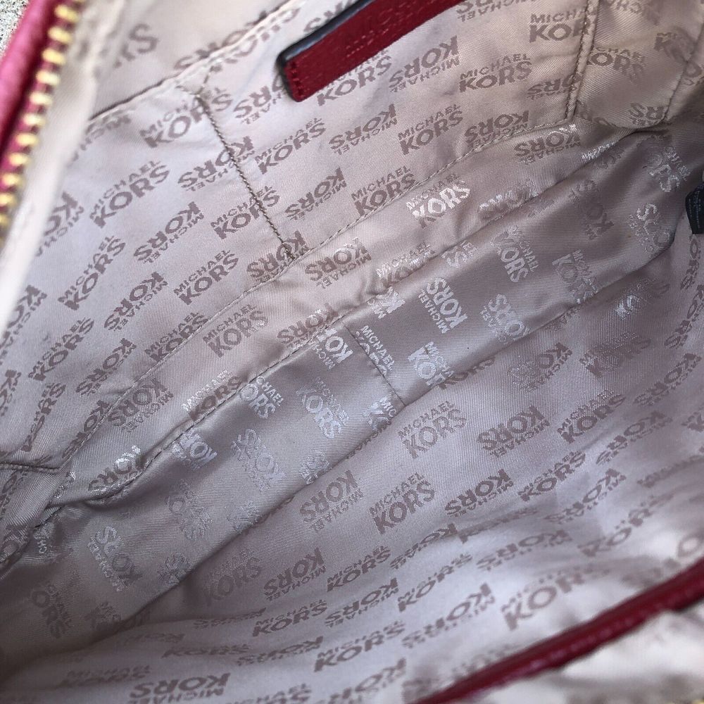 MICHAEL KORS Fulton Purse Women's Red Pebbled Leather Crossbody Shoulder Bag Zip - Picture 10 of 11